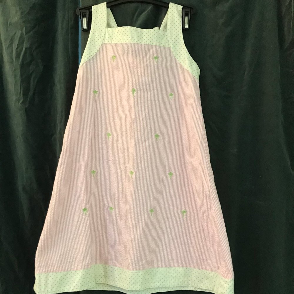 Girls Seersucker Dress with Palm Trees by Anavini